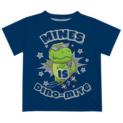 Colorado School of Mines Orediggers Vive La Fete Dino-Mite Boys Game Day Blue Short Sleeve Tee