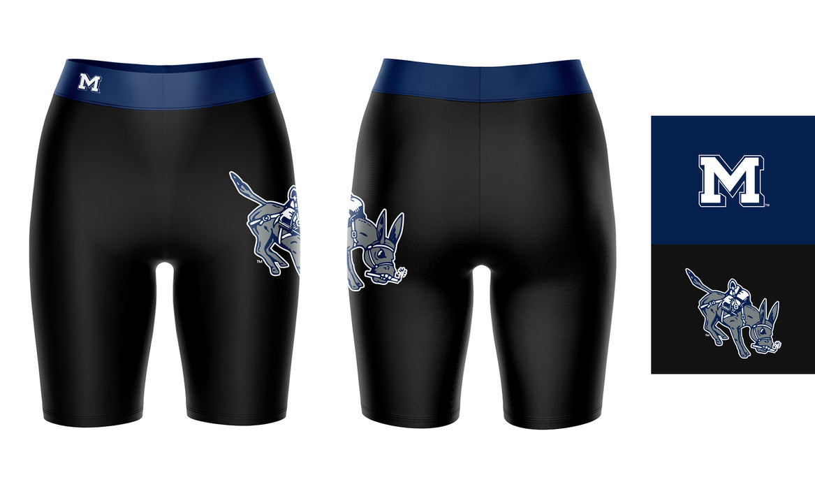 Colorado Mines Orediggers Vive La Fete Game Day Logo on Thigh and Waistband Black and Blue Women Bike Short 9 Inseam - Vive La Fête - Online Apparel Store