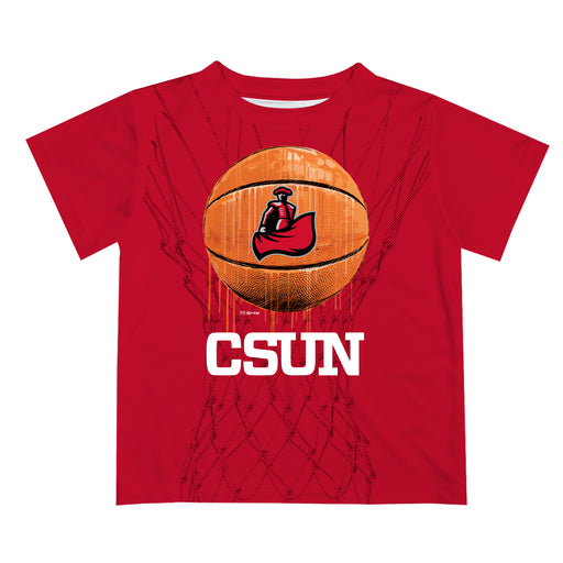 Cal State Univeristy Northridge Matadors CSUN Original Dripping Basketball Helmet Red T-Shirt by Vive La Fete