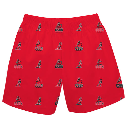 Cal State Northridge Matadors Vive La Fete Boys Game Day All Over Logo Elastic Waist Classic Play Red Pull On Short