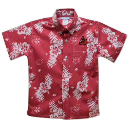 CSUN California State University Northridge Matadors Red Hawaiian Short Sleeve Button Down Shirt