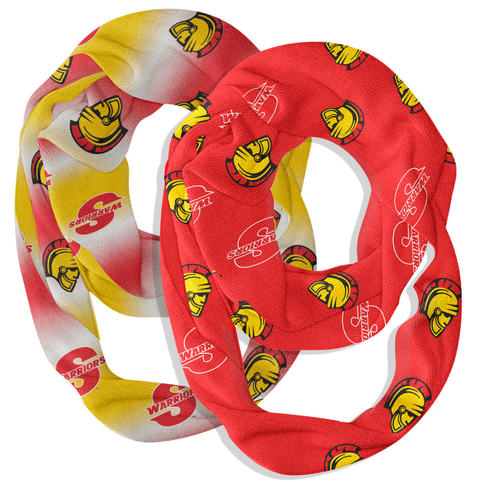 Cal State Stanislaus Warriors Vive La Fete All Over Logo Women Set of 2 Light Weight Ultra Soft Infinity Scarfs