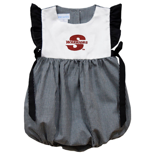 Cal State Stanislaus Warriors CSUSTAN Embroidered Black Gingham Short Sleeve Girls Bubble