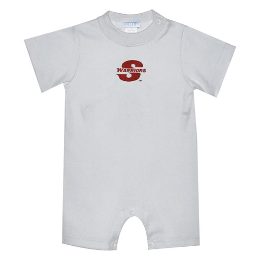 Cal State Stanislaus Warriors CSUSTAN Embroidered White Knit Short Sleeve Boys Romper