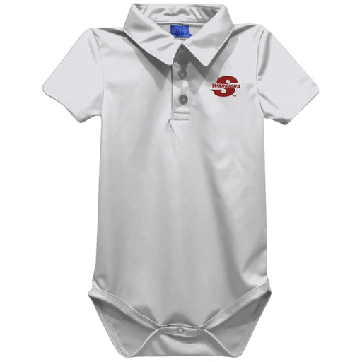 Cal State Stanislaus Warriors CSUSTAN Embroidered White Solid Knit Polo Onesie