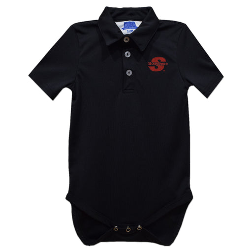Cal State Stanislaus Warriors CSUSTAN Embroidered Black Solid Knit Polo Onesie