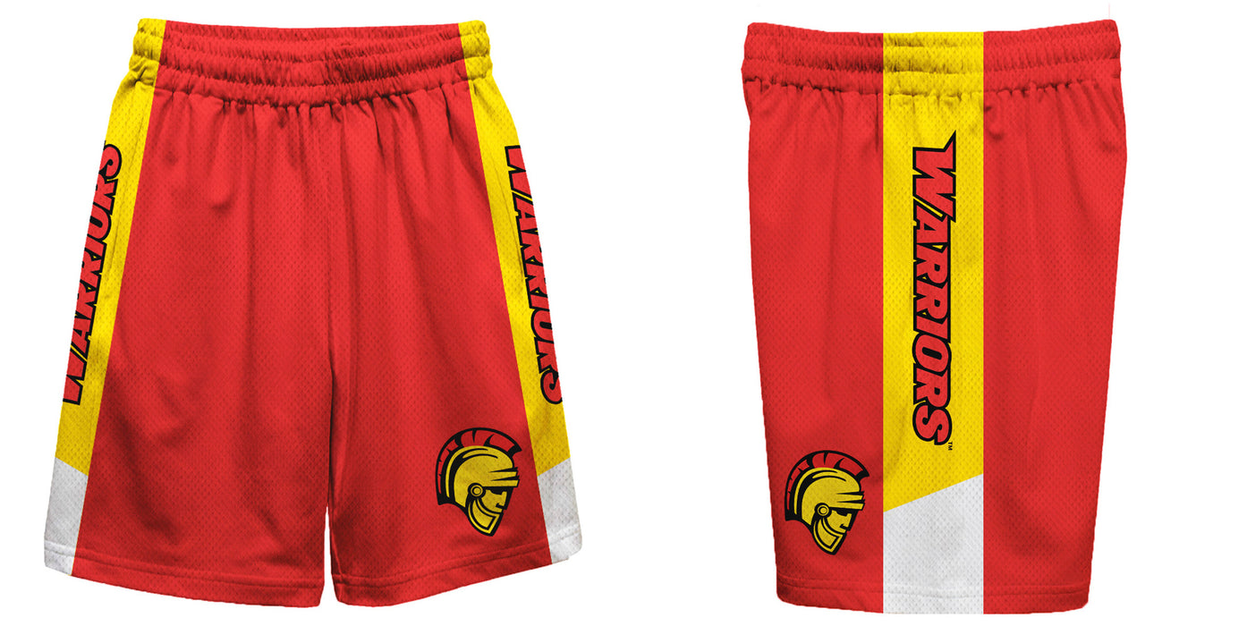 Cal State Stanislaus Warriors CSUSTAN Vive La Fete Game Day Red Stripes Boys Solid Gold Athletic Mesh Short - Vive La Fête - Online Apparel Store