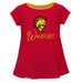 Cal State Stanislaus Warriors CSUSTAN Vive La Fete Girls Game Day Short Sleeve Red Top with School Logo and Name