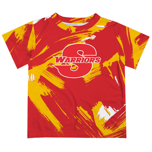 Cal State Stanislaus Warriors CSUSTAN Vive La Fete Boys Game Day Red Short Sleeve Tee Paint Brush