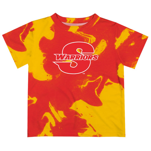 Cal State Stanislaus Warriors CSUSTAN Vive La Fete Marble Boys Game Day Red Short Sleeve Tee