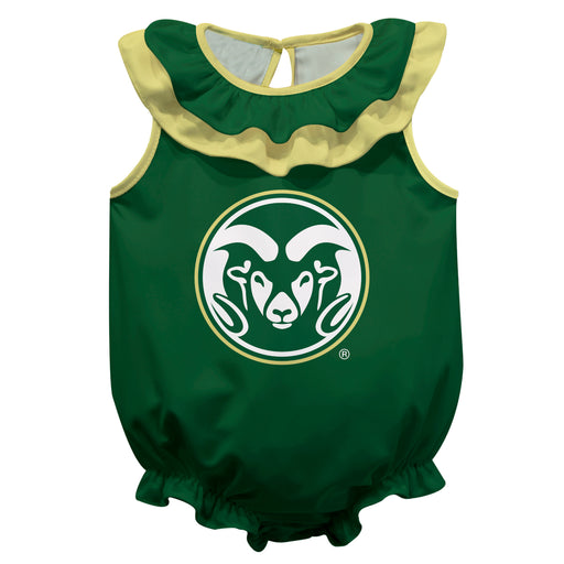 Colorado State Rams CSU Green Sleeveless Ruffle Onesie Logo Bodysuit by Vive La Fete