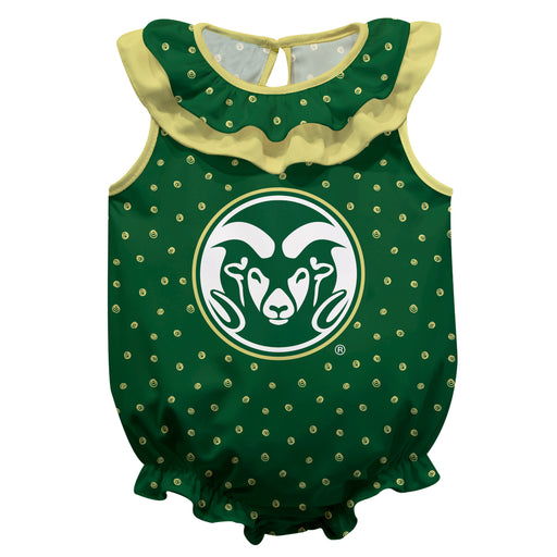 Colorado State Rams CSU Swirls Green Sleeveless Ruffle Onesie Logo Bodysuit