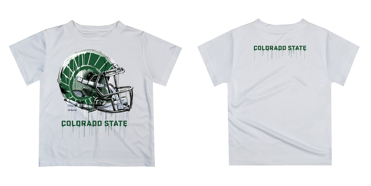 Colorado State Rams CSU Original Dripping Football White T-Shirt by Vive La Fete - Vive La Fête - Online Apparel Store