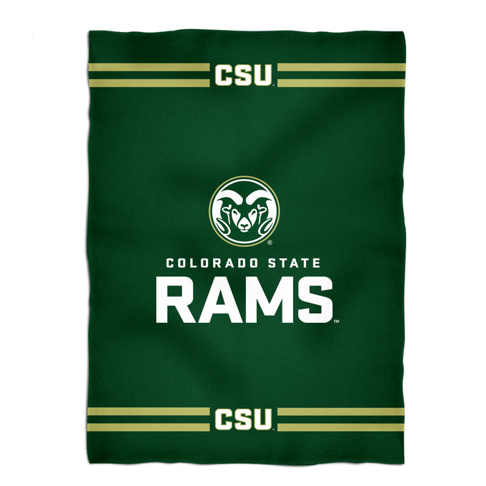 Colorado State Rams CSU Vive La Fete Game Day Soft Premium Fleece Green Throw Blanket 40" x 58” Logo and Stripes - Vive La Fête - Online Apparel Store