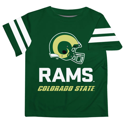 Colorado State University Rams Vive La Fete Boys Game Day Green Short Sleeve Tee with Stripes on Sleeves - Vive La Fête - Online Apparel Store