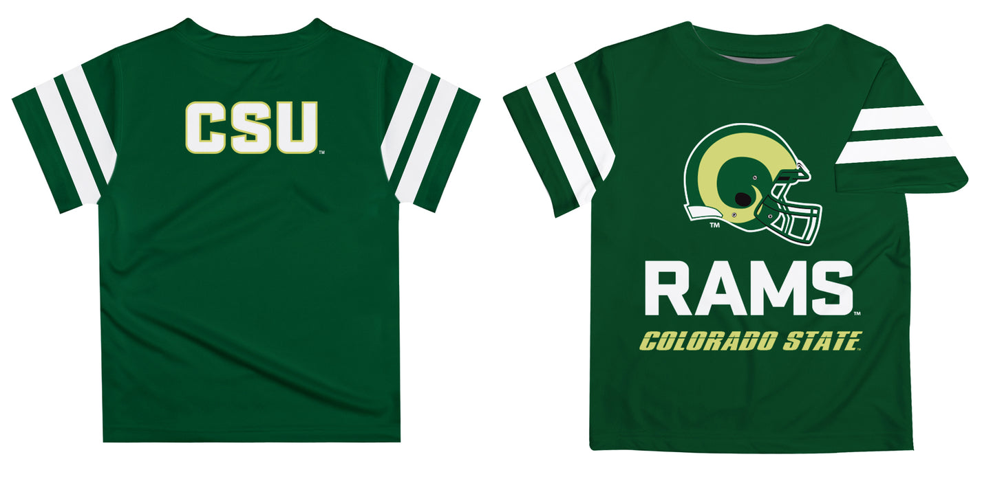 Colorado State University Rams Vive La Fete Boys Game Day Green Short Sleeve Tee with Stripes on Sleeves - Vive La Fête - Online Apparel Store