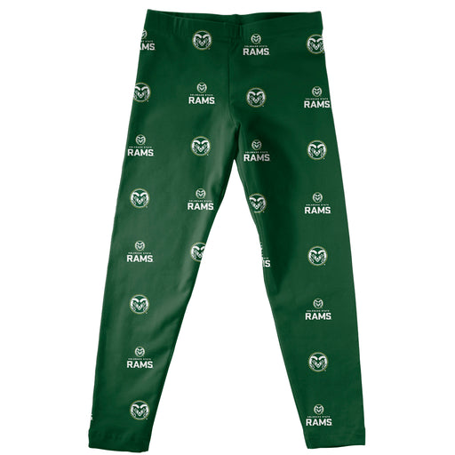 Colorado State University Rams Girls Game Day All Over Logo Elastic Waist Classic Play Green Leggings Tights - Vive La Fête - Online Apparel Store