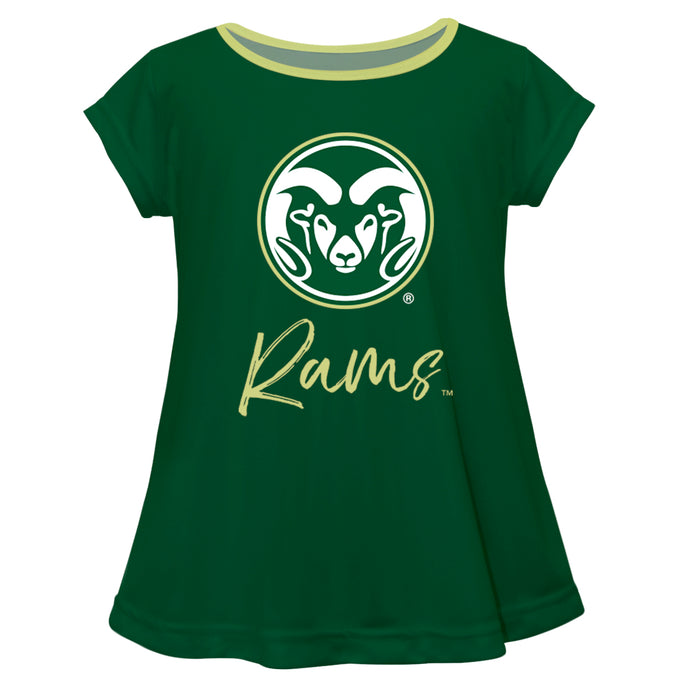 Colorado State Rams CSU Vive La Fete Girls Game Day Short Sleeve Green Top with School Mascot and Name - Vive La Fête - Online Apparel Store