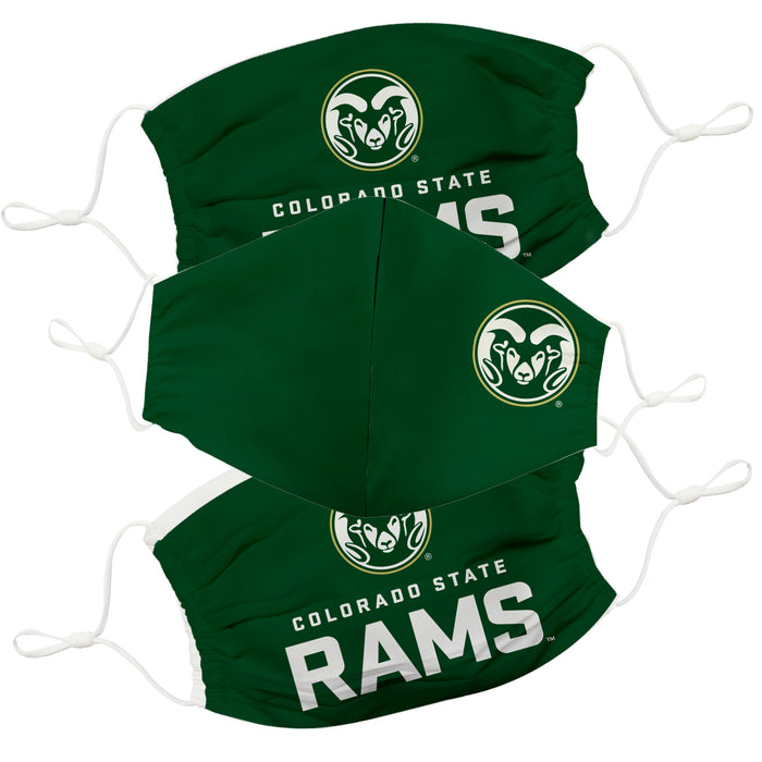 Colorado State Rams CSU Vive La Fete Face Mask 3 Pack Game Day Collegiate Unisex Face Covers Reusable Washable - Vive La Fête - Online Apparel Store