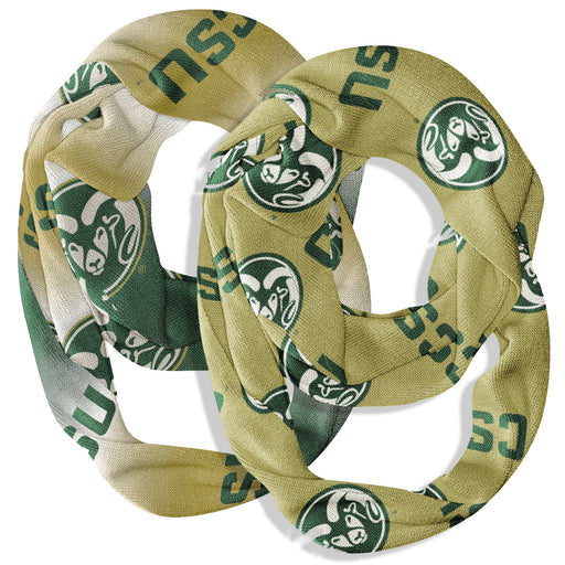 Colorado State Rams Vive La Fete All Over Logo Collegiate Women Set of 2 Light Weight Ultra Soft Infinity Scarfs