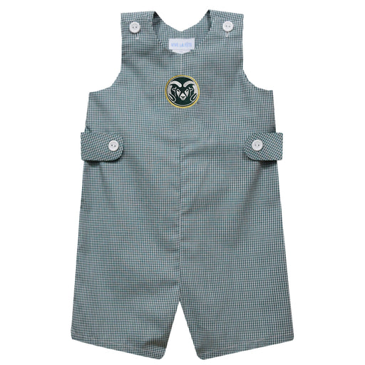 Colorado State Rams CSU Embroidered Hunter Green Gingham Boys Jon Jon