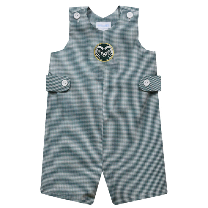 Colorado State Rams CSU Embroidered Hunter Green Gingham Boys Jon Jon