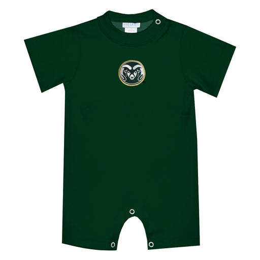Colorado State Rams CSU Embroidered Hunter Green Knit Short Sleeve Boys Romper