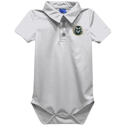 Colorado State Rams CSU Embroidered White Solid Knit Polo Onesie