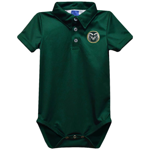 Colorado State Rams CSU Embroidered Hunter Green Solid Knit Polo Onesie