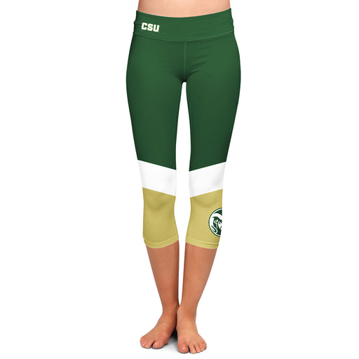Colorado State Rams CSU Vive La Fete Game Day Collegiate Ankle Color Block Girls Green Gold Capri Leggings