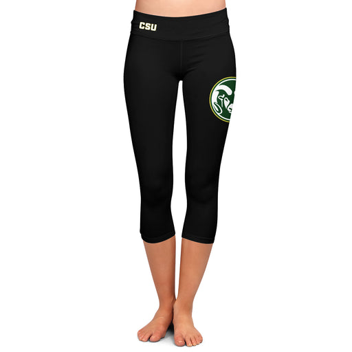 Colorado State Rams CSU Vive La Fete Game Day Collegiate Large Logo on Thigh and Waist Girls Black Capri Leggings