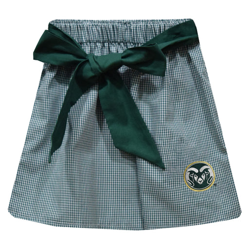 Colorado State Rams CSU Embroidered Hunter Green Gingham Skirt With Sash