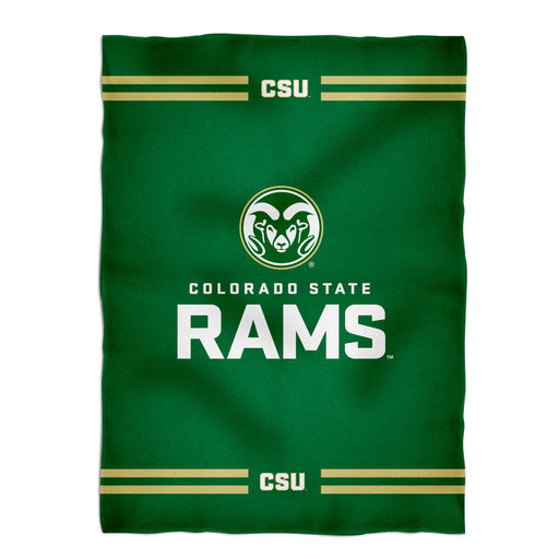 Colorado State Rams CSU Vive La Fete Game Day Warm Lightweight Fleece Green Throw Blanket 40 X 58 Logo and Stripes