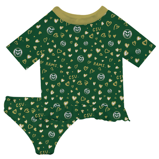 Colorado State Rams CSU Vive La Fete All Over Logo Green Long Sleeve Bikini Set