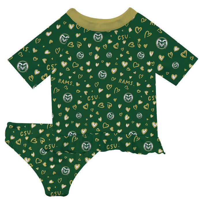 Colorado State Rams CSU Vive La Fete All Over Logo Green Long Sleeve Bikini Set