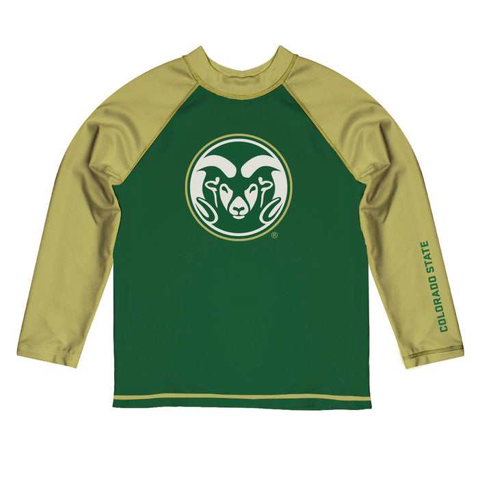Colorado State Rams CSU Vive La Fete Green and Gold Long Sleeve Raglan Rashguard