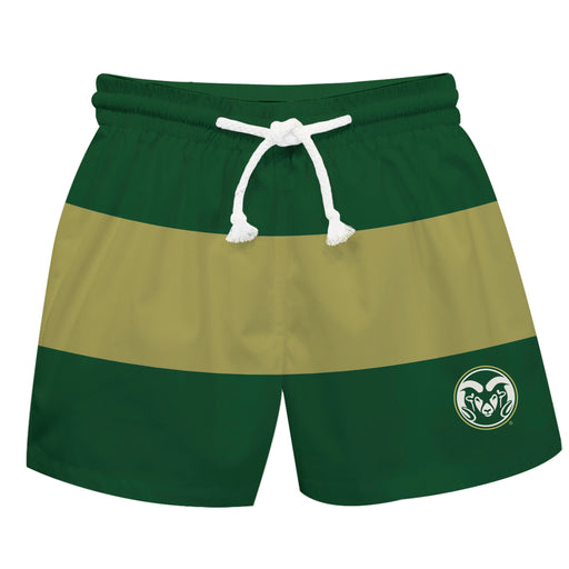 Colorado State Rams CSU Vive La Fete Green Gold Stripes Swimtrunks V2