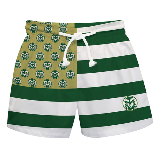 Colorado State Rams CSU Vive La Fete Game Day Green White Gold Flag Swimtrunks V1