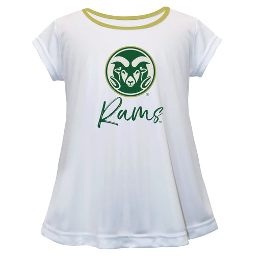 Colorado State Rams CSU Vive La Fete Girls Game Day Short Sleeve White Top with School Logo and Name