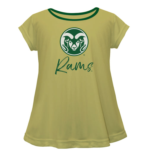 Colorado State Rams CSU Vive La Fete Girls Game Day Short Sleeve Gold Top with School Logo and Name