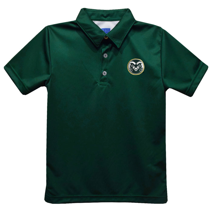 Colorado State Rams CSU Embroidered Hunter Green Short Sleeve Polo Box Shirt