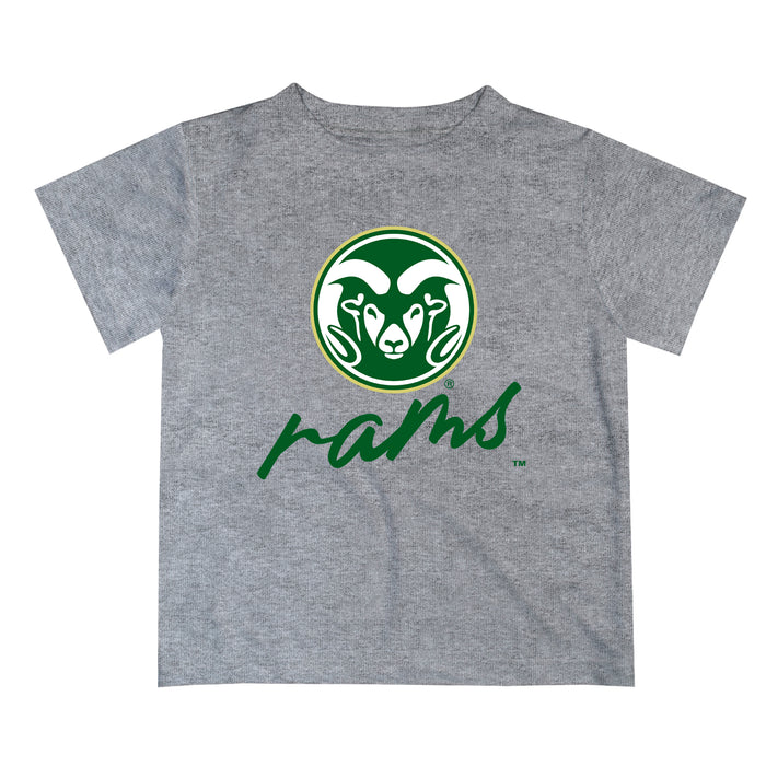 Colorado State Rams CSU Vive La Fete Script V1 Heather Gray Sleeve Tee Shirt