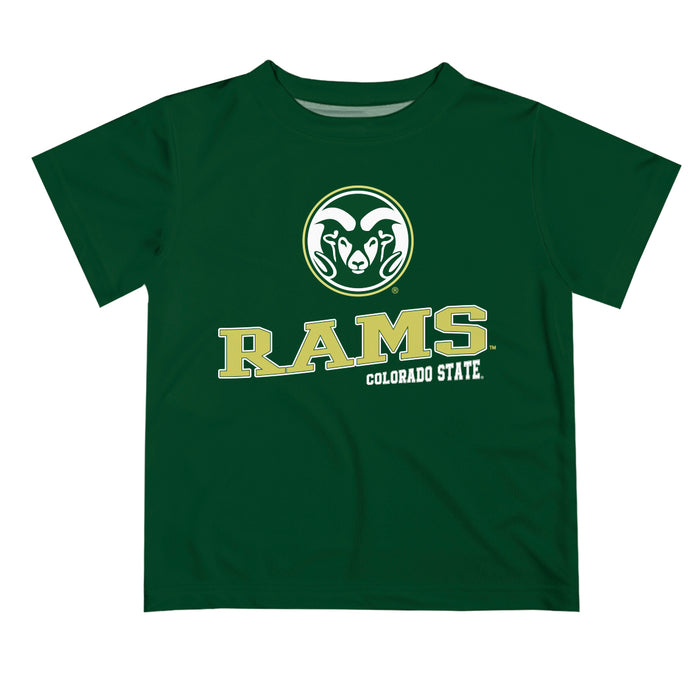 Colorado State Rams CSU Vive La Fete State Map Green Short Sleeve Tee Shirt