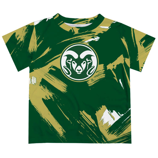 Colorado State Rams CSU Vive La Fete Boys Game Day Green Short Sleeve Tee Paint Brush