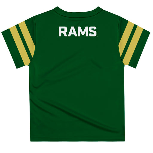 Colorado State Rams CSU Vive La Fete Boys Game Day Green Short Sleeve Tee with Stripes on Sleeves - Vive La Fête - Online Apparel Store