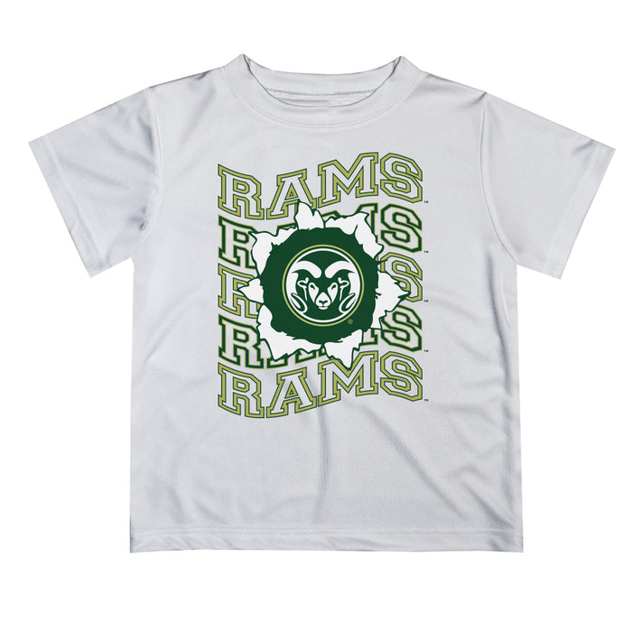 Colorado State Rams CSU Vive La Fete White Art V1 Short Sleeve Tee Shirt