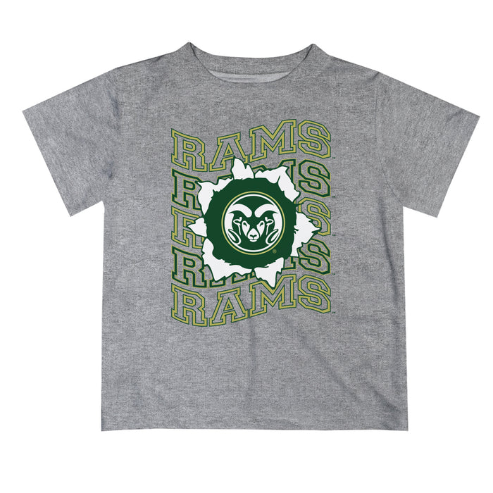 Colorado State Rams CSU Vive La Fete Heather Gray Art V1 Short Sleeve Tee Shirt
