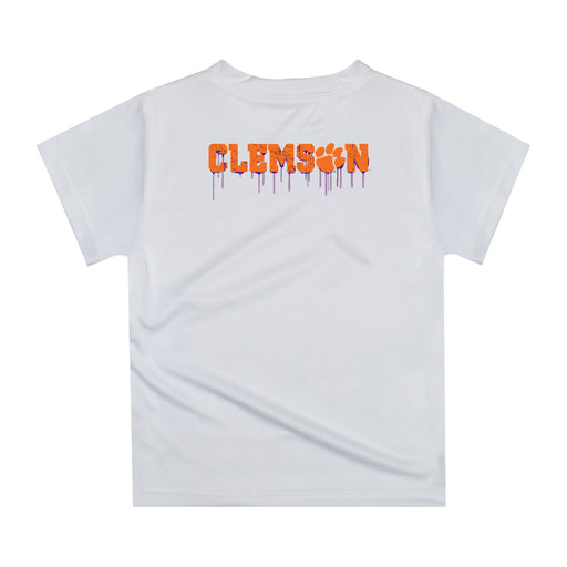 Clemson Tigers Original Dripping Football Helmet White T-Shirt by Vive La Fete - Vive La Fête - Online Apparel Store