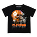 Clemson Tigers Original Dripping Football Helmet Black T-Shirt by Vive La Fete