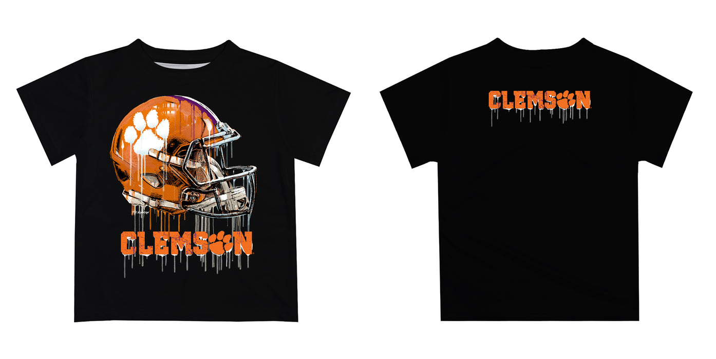 Clemson Tigers Original Dripping Football Helmet Black T-Shirt by Vive La Fete - Vive La Fête - Online Apparel Store